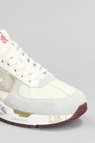 Premiata White Mased Sneakers In Sand