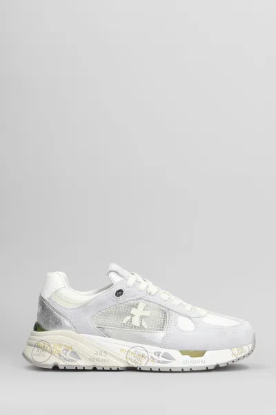 Premiata White Mased Sneakers In Neutral