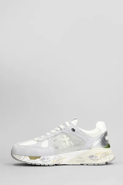 Premiata White Mased Sneakers In Neutral