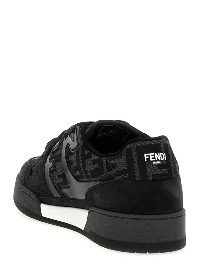 Fendi Match Sneakers In Ff Jacquard Fabric And Suede In Gray