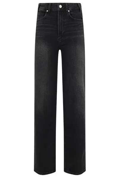Paige Anessa High Rise Wide Leg Jeans In Viper Black Distressed