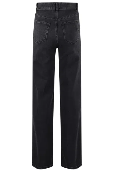 Paige Anessa High Rise Wide Leg Jeans In Viper Black Distressed