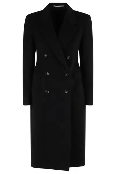 Tagliatore Double-breasted Jacket With Structured Shoulders And Flap Pockets In Black