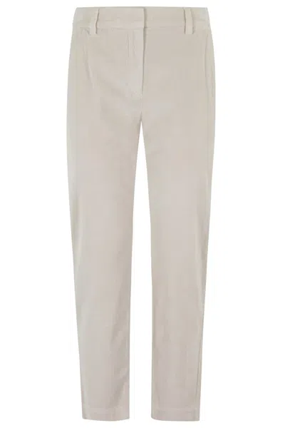 Eleventy Ribbed Tailored Trousers With Angled Pockets In Neutral