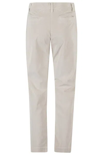 Eleventy Ribbed Tailored Trousers With Angled Pockets In Neutral