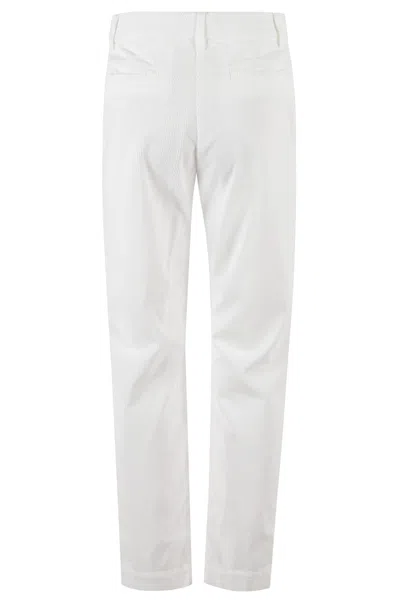 Eleventy Ribbed Tailored Trousers With Angled Pockets In White