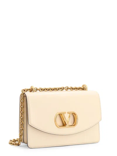 Valentino Leather Vlogo Signature Shoulder Bag In White