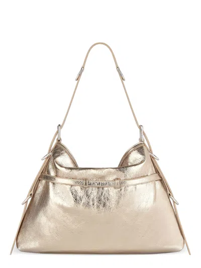 Givenchy Medium Voyou Metallic Leather Hobo Bag In Gold