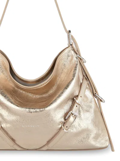 Givenchy Medium Voyou Metallic Leather Hobo Bag In Gold