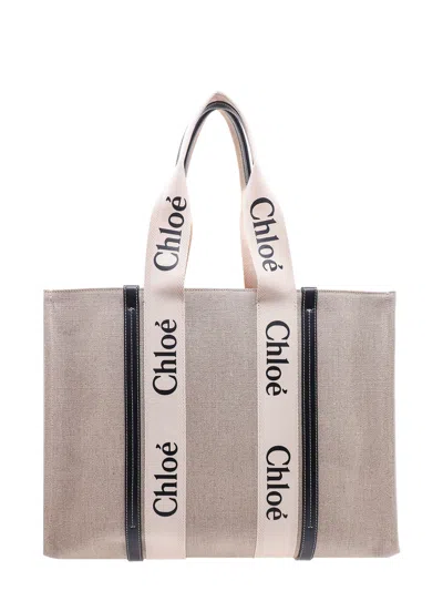 Chloé Chloè Woody Medium Tote Bag In Sand