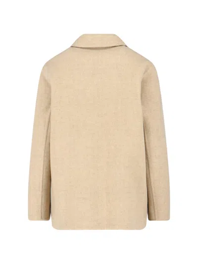 Burberry Collared Neck Jacket Side Pockets Long Sleeves In Nude