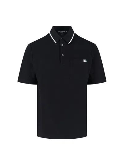 Dolce & Gabbana Cotton Pique Polo In Black