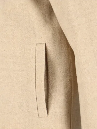 Burberry Collared Neck Jacket Side Pockets Long Sleeves In Nude