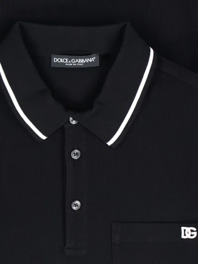 Dolce & Gabbana Cotton Pique Polo In Black