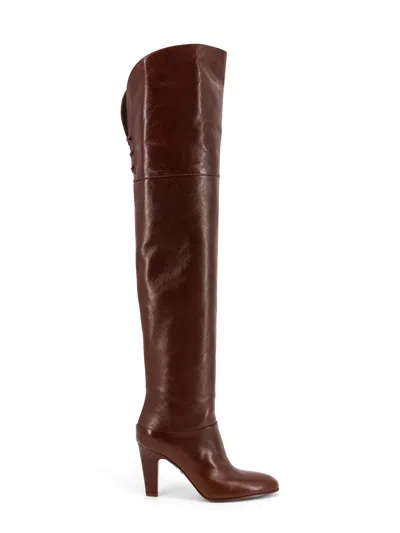 Chloé 85mm Eve Leather Over-the-knee Boots In 25e Sooty Brown
