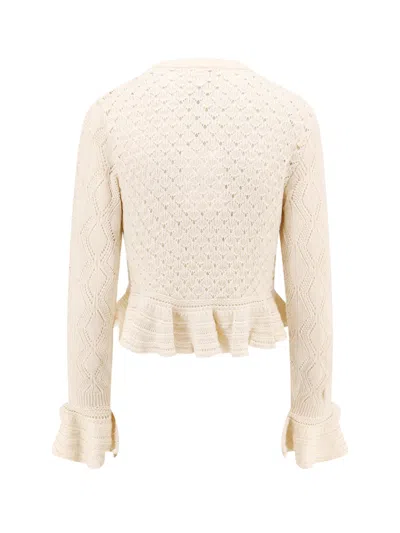 Chloé Latte-colored Crochet Cardigan In Cotton Blend In Neutral