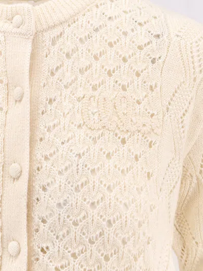 Chloé Latte-colored Crochet Cardigan In Cotton Blend In Neutral