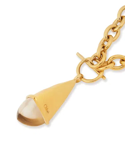 Chloé Prism Necklace With Chain Frame And Pendant Detail In Gold