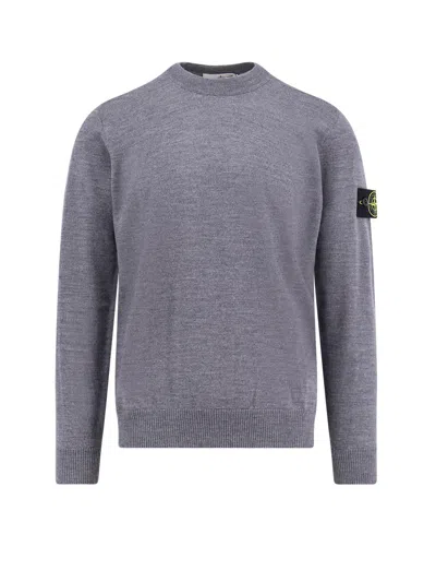 Stone Island Light Grey Cotton Fine Knit Sweaters In Gray