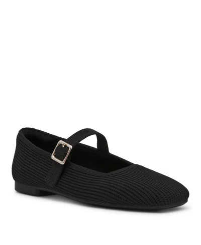 Anne Klein Women's Mabel Knit Mary Jane Flats In Black