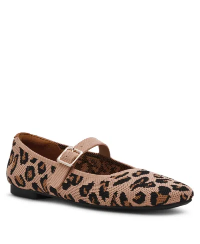 Anne Klein Women's Mabel Knit Mary Jane Flats In Brown