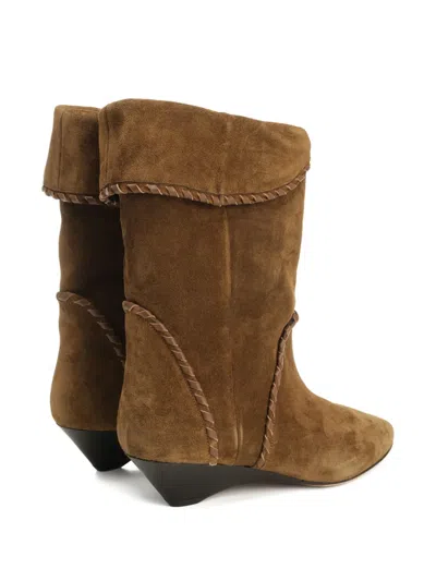 Isabel Marant Suede Wedge Heel Ankle Boots In Brown