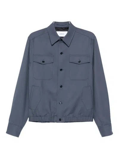 Lardini Cotton Jacket With Buttoned Pockets In Blue