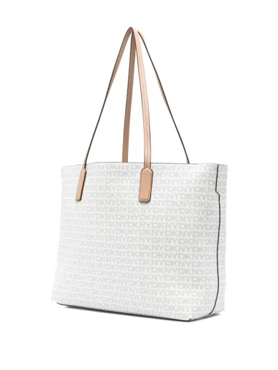 Dkny Medium Logo-pattern Tote Bag In White