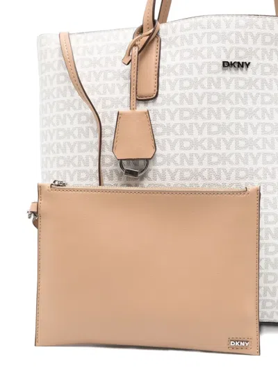 Dkny Medium Logo-pattern Tote Bag In White