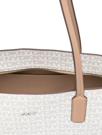 Dkny Medium Logo-pattern Tote Bag In White