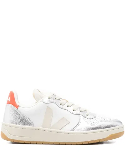 Veja Leather Sneakers With Perforated Design And Rubber Sole In White