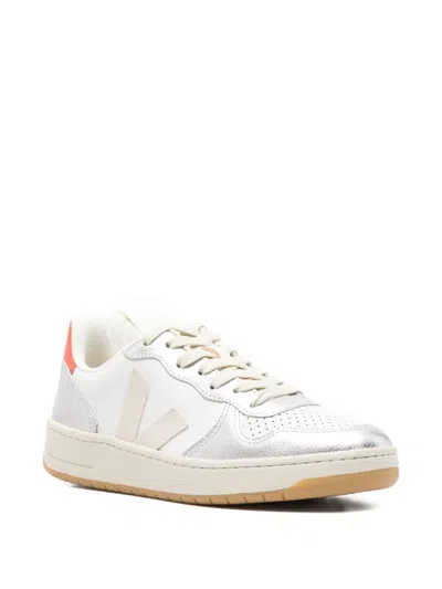 Veja Leather Sneakers With Perforated Design And Rubber Sole In White