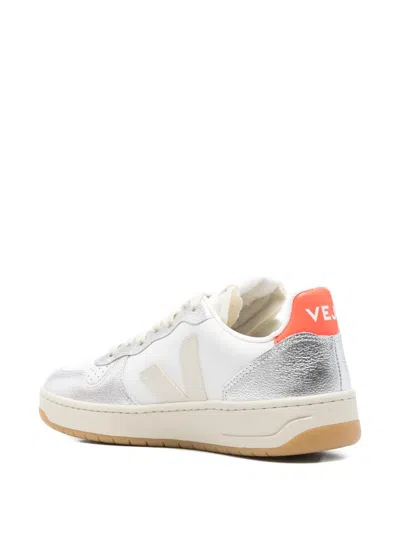 Veja Leather Sneakers With Perforated Design And Rubber Sole In White