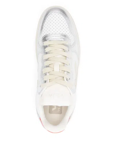 Veja Leather Sneakers With Perforated Design And Rubber Sole In White