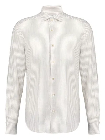 Boglioli Striped Cotton-linen Blend Shirt In White