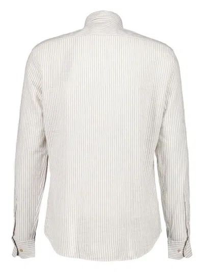 Boglioli Striped Cotton-linen Blend Shirt In White