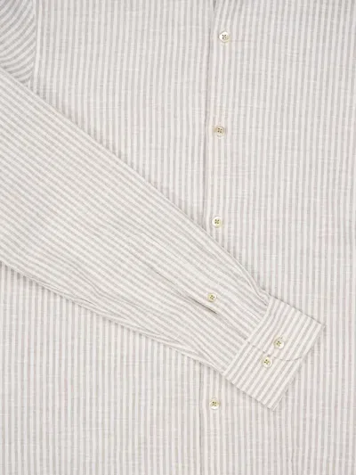 Boglioli Striped Cotton-linen Blend Shirt In White