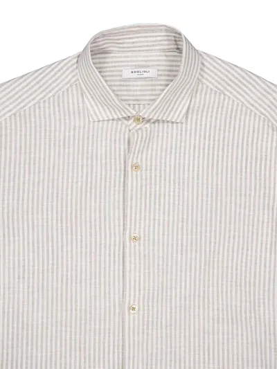 Boglioli Striped Cotton-linen Blend Shirt In White