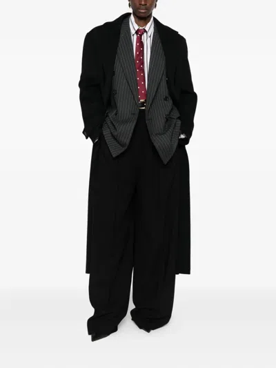 Saint Laurent Double-breasted Wool Coat In Black