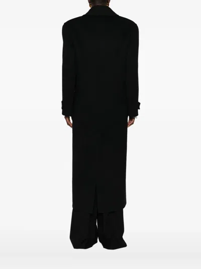 Saint Laurent Double-breasted Wool Coat In Black