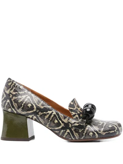 Chie Mihara 50mm Mumba Geometric-pattern Block-heel Pumps In Black