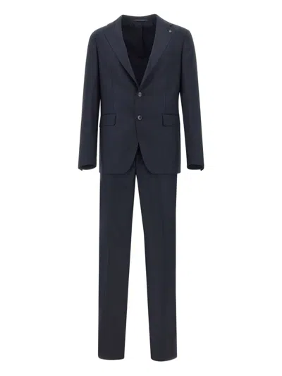 Tagliatore Super 110's Virgin Wool Tailored Suit In Blue