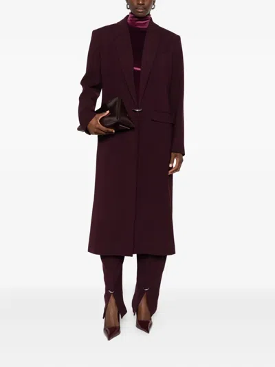 Mugler Notched-lapel Wool Coat In Burgundy