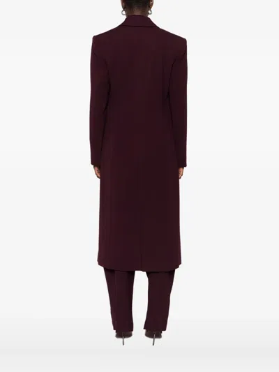 Mugler Notched-lapel Wool Coat In Burgundy