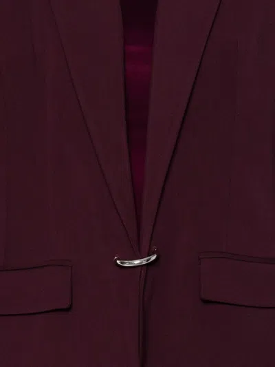 Mugler Notched-lapel Wool Coat In Burgundy