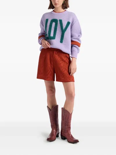 La Doublej Animal-print Shorts In Red