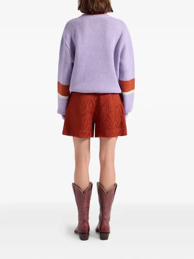 La Doublej Animal-print Shorts In Red