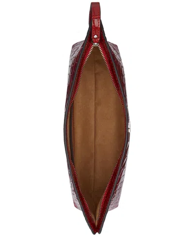 Ralph Lauren Crocodile-embossed Leather Zipper Pouch In Red