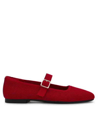 Anne Klein Women's Mabel Knit Mary Jane Flats In Red
