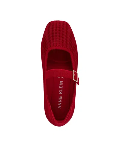 Anne Klein Women's Mabel Knit Mary Jane Flats In Red